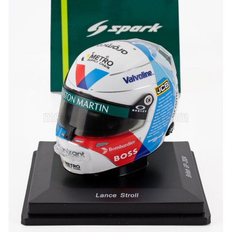 SPARK MODEL BELL HELMET CASCO HELMET F1 LANCE STROLL TEAM ARAMCO COGNIZANT ASTON MARTIN N 18 BRITISH GP 2024 - WHITE RED BLUE 1/