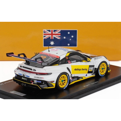 SPARK MODEL PORSCHE 911 992 GT3 N 12 PORSCHE CARRERA CUP AUSTRALIA CHAMPION 2024 HARRI JONES - WHITE YELLOW BLACK 1/43