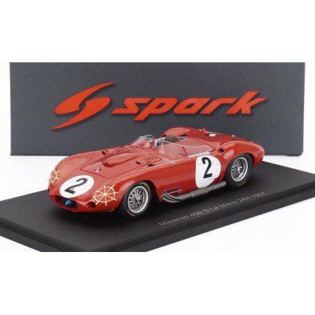 SPARK MODEL MASERATI 450S 4.5L V8 TEAM OFFICINE ALFIERI MASERATI N 2 24h LE MANS 1957 JEAN BEHRA - ANDRE SIMON - RED 1/43