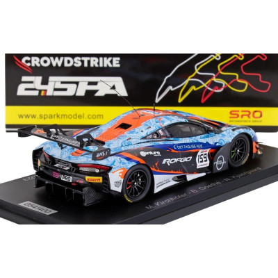 SPARK MODEL McLAREN 720S GT3 EVO TEAM GARAGE59 N 159 24h SPA 2023 M.KIRCHHOFER - B.GOETHE - N.KJAERGAARD - LIGHT BLUE ORANGE 1/4