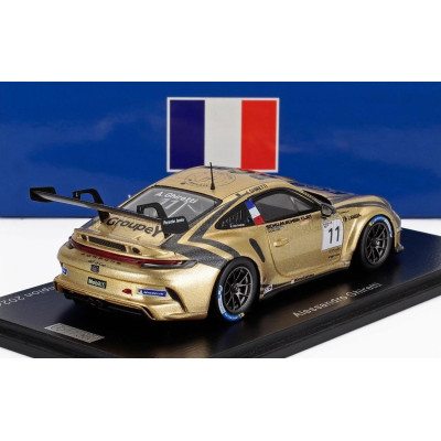 SPARK MODEL PORSCHE 911 992 GT3 N 11 PORSCHE CARRERA CUP FRANCE CHAMPION 2024 ALESSANDRO GHIRETTI - GOLD 1/43