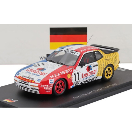 SPARK MODEL PORSCHE 944 TURBO CUP N 11 PORSCHE TURBO CUP 1989 JORG VAN OMMEN - WHITE RED BLUE 1/43