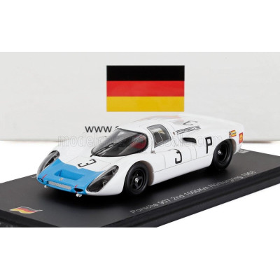 SPARK MODEL PORSCHE 907H TEAM PORSCHE N 3 3rd 1000km NURBURGRING 1968 HANS HERRMANN - ROLF STOMMELEN - WHITE BLUE 1/43