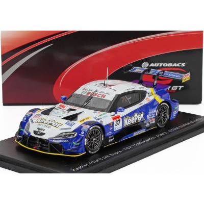 SPARK MODEL TOYOTA SUPRA GR TEAM KEEPER TOM'S N 37 GT500 CLASS SUPER GT 2021 RYO HIRAKAWA - SENA SAKAGUCHI - BLUE YELLOW 1/43