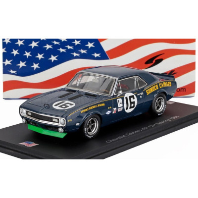 SPARK MODEL CHEVROLET CAMARO Z/28 TEAM PENSKE RACING 4th N 16 12h SEBRING 1968 BOB JOHNSON - CRAIG FISHER - JOE WELCH - BLUE 1/4