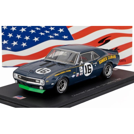 SPARK MODEL CHEVROLET CAMARO Z/28 TEAM PENSKE RACING 4th N 16 12h SEBRING 1968 BOB JOHNSON - CRAIG FISHER - JOE WELCH - BLUE 1/4