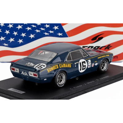 SPARK MODEL CHEVROLET CAMARO Z/28 TEAM PENSKE RACING 4th N 16 12h SEBRING 1968 BOB JOHNSON - CRAIG FISHER - JOE WELCH - BLUE 1/4