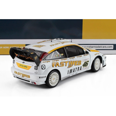 SUN STAR FORD ENGLAND FOCUS RS WRC N 46 WINNER RALLY MONZA 2006 VALENTINO ROSSI - CARLO CASSINA - WHITE YELLOW 1/18