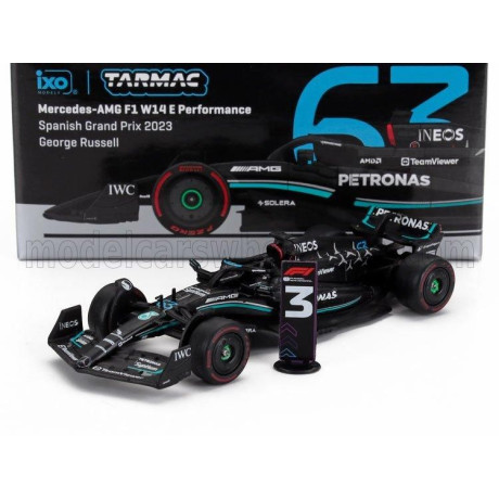 TARMAC MERCEDES GP F1 W14 TEAM MERCEDES-AMG PETRONAS FORMULA ONE N 63 3rd SPAIN GP 2023 GEORGE RUSSELL - BLACK 1/64