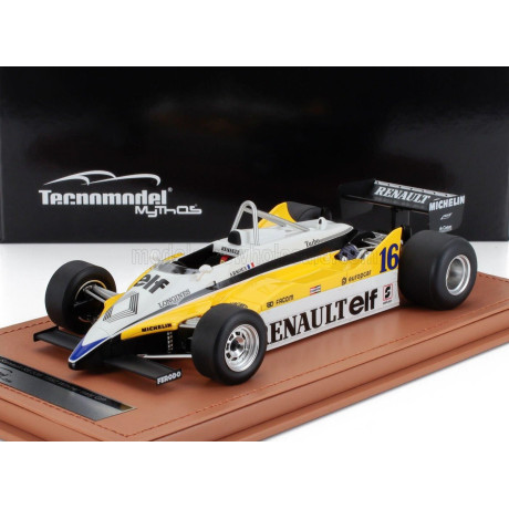 TECNOMODEL RENAULT F1  RE30B V6 TURBO TEAM RENAULT ELF N 16 WINNER ITALY GP 1982 RENE ARNOUX - WHITE YELLOW BLACK 1/18