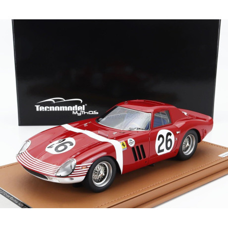 TECNOMODEL FERRARI 250 GTO 64 3.0L V12 N 26 WINNER 12h REIMS 1964 NINO VACCARELLA - PEDRO RODRIGUEZ - RED WHITE 1/18