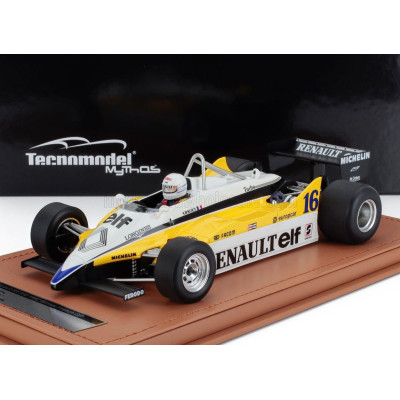 TECNOMODEL RENAULT F1  RE30B V6 TURBO TEAM RENAULT ELF N 16 WINNER FRANCE GP (with pilot figure) 1982 RENE ARNOUX - WHITE YELLOW