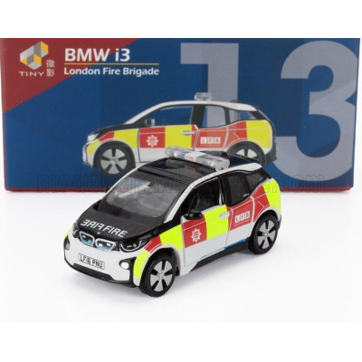 TINY TOYS BMW i3 LONDON FIRE ENGINE BRIGADE DEPARTMENT (B39) 2014 - BLACK WHITE RED YELLOW 1/64