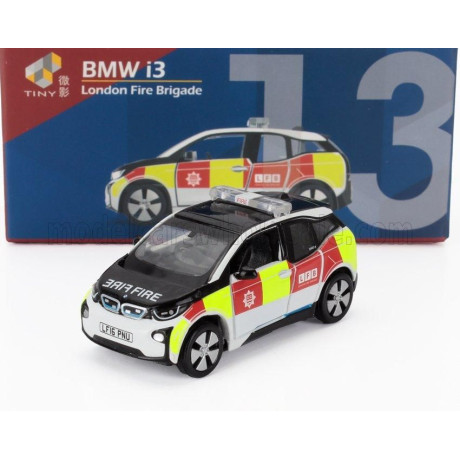TINY TOYS BMW i3 LONDON FIRE ENGINE BRIGADE DEPARTMENT (B39) 2014 - BLACK WHITE RED YELLOW 1/64