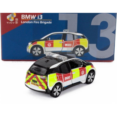 TINY TOYS BMW i3 LONDON FIRE ENGINE BRIGADE DEPARTMENT (B39) 2014 - BLACK WHITE RED YELLOW 1/64