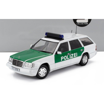 TRIPLE9 MERCEDES BENZ E-CLASS (S124) T-MODEL SW STATION WAGON POLIZEI 1995 - WHITE GREEN 1/18