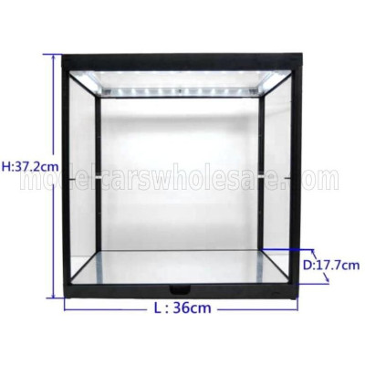 TRIPLE9 VETRINA DISPLAY BOX VETRINA NERA CON SPECCHIO - BLACK VITRINE WITH MIRROR - Lungh.LENGHT 36 cm  X Largh.WIDTH 17.7 cm  X