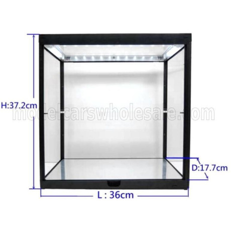 TRIPLE9 VETRINA DISPLAY BOX VETRINA NERA CON SPECCHIO - BLACK VITRINE WITH MIRROR - Lungh.LENGHT 36 cm  X Largh.WIDTH 17.7 cm  X