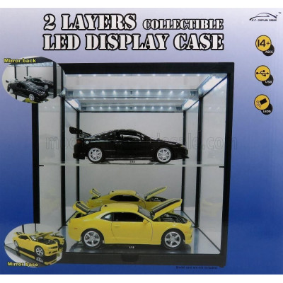 TRIPLE9 VETRINA DISPLAY BOX VETRINA NERA CON SPECCHIO - BLACK VITRINE WITH MIRROR - Lungh.LENGHT 36 cm  X Largh.WIDTH 17.7 cm  X