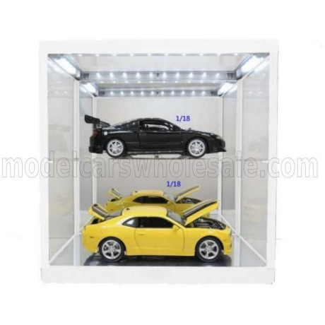 TRIPLE9 VETRINA DISPLAY BOX VETRINA BIANCA CON SPECCHIO - WHITE VITRINE WITH MIRROR -  Lungh.LENGHT 36 cm  X Largh.WIDTH 17.7 cm