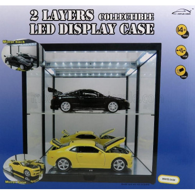 TRIPLE9 VETRINA DISPLAY BOX VETRINA BIANCA CON SPECCHIO - WHITE VITRINE WITH MIRROR -  Lungh.LENGHT 36 cm  X Largh.WIDTH 17.7 cm