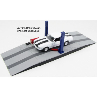 TRIPLE9 ACCESSORIES BATTERY OPERATED - SET OFFICINA - PONTE SOLLEVATORE AUTO FUNZIONANTE A BATTERIA - TWIN POST LIFT - BLUE 1/24