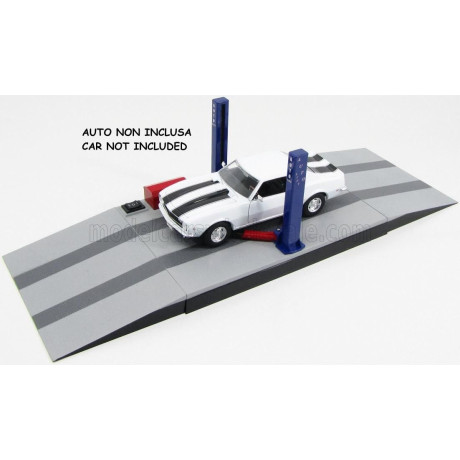 TRIPLE9 ACCESSORIES BATTERY OPERATED - SET OFFICINA - PONTE SOLLEVATORE AUTO FUNZIONANTE A BATTERIA - TWIN POST LIFT - BLUE 1/24