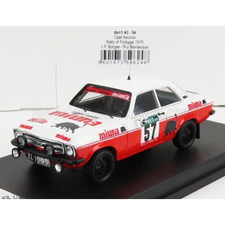 TROFEU OPEL ASCONA (night version) N 57 RALLY PORTUGAL 1978 J.P.BORGES - R.BEVILACQUA - RED WHITE 1/43