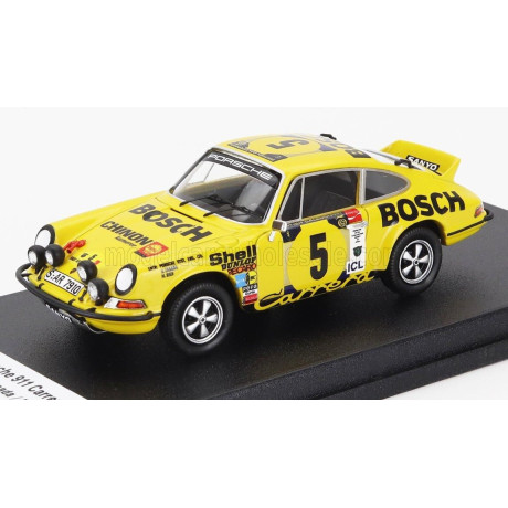 TROFEU PORSCHE 911 CARRERA RS COUPE (night version) N 5 RALLY EAST AFRICAN SAFARI 1973 SOBIESLAW ZASADA - MARIAN VIEN - YELLOW 1