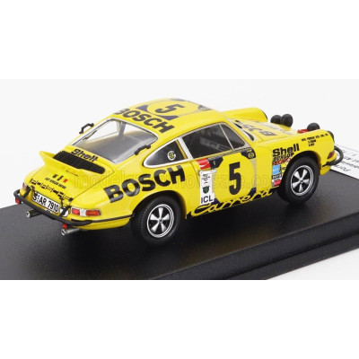TROFEU PORSCHE 911 CARRERA RS COUPE (night version) N 5 RALLY EAST AFRICAN SAFARI 1973 SOBIESLAW ZASADA - MARIAN VIEN - YELLOW 1
