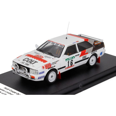 TROFEU AUDI QUATTRO COUPE (night version) N 16 RALLY PORTUGAL 1988 SEBASTIAN LINDHOLM - STEVE BOND - WHITE RED 1/43