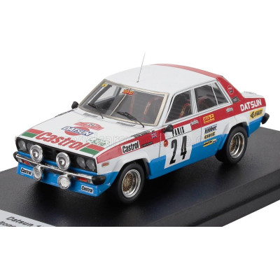 TROFEU DATSUN 160J (night version) N 24 RALLY MONTECARLO 1981 RAUNO AALTONEN - KEVIN GORMLEY - WHITE RED BLUE 1/43