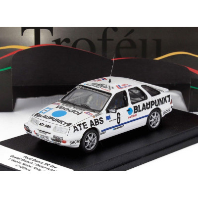 TROFEU FORD ENGLAND SIERRA XR 4x4 N 6 WINNER RALLY INVERNALE SACHS 1986 GUSTEL BRUSCH - DETLEF SCHALLER - WHITE 1/43