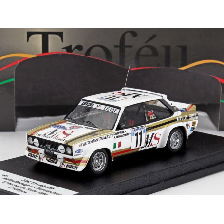 TROFEU FIAT 131 ABARTH N 11 8th RALLY ACROPOLI 1980 ATILLIO BETTEGA - ARNALDO BERNACCHINI - WHITE BLACK WHITE 1/43