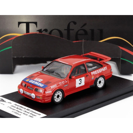 TROFEU FORD ENGLAND SIERRA RS COSWORTH N 3 WINNER RALLY FOREST STAGES 1989 COLIN McRAE - DEREK RINGER - RED 1/43