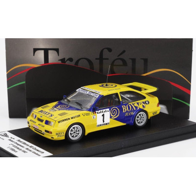 TROFEU FORD ENGLAND SIERRA RS COSWORTH N 1 2nd RALLY RTS 1992 ROBERT DROOGMANS - MICHEL KLEIKENS - YELLOW BLUE 1/43