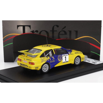 TROFEU FORD ENGLAND SIERRA RS COSWORTH N 1 2nd RALLY RTS 1992 ROBERT DROOGMANS - MICHEL KLEIKENS - YELLOW BLUE 1/43