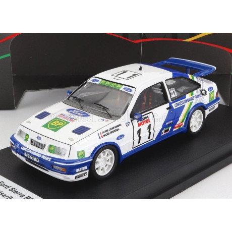 TROFEU FORD ENGLAND SIERRA RS COSWORTH (night version) N 11 RALLY TOUR DE CORSE 1989 P.C.BARONI - M.ROUSSEAU - WHITE BLUE 1/43