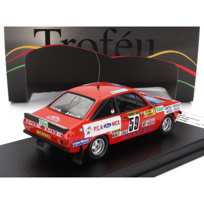 TROFEU FORD ENGLAND ESCORT MKII RS2000 (night version) N 59 RALLY MONTECARLO 1982 C.BARONI - R.BAUD - RED 1/43