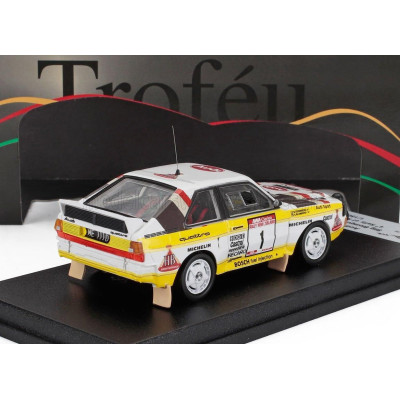 TROFEU AUDI QUATTRO SPORT (night version) N 1 4th RALLY NEW ZEALAND 1985 STIG BLOMQVIST - BJORN CEDERBERG - WHITE YELLOW GREY 1/