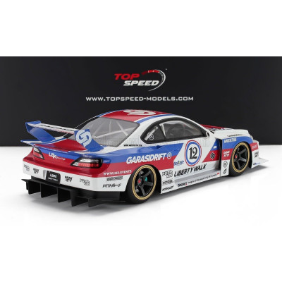 TRUESCALE NISSAN SILVIA (S15) LB SUPER SILHOUETTE N 12 LIBERTY WALK 2025 - WHITE RED BLUE 1/18