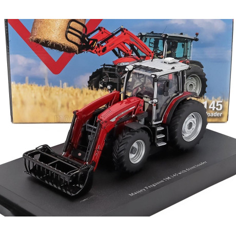 UNIVERSAL HOBBIES MASSEY FERGUSON 5M.145 TRACTOR WITH FRON LOADER 2020 - RED BLACK 1/32