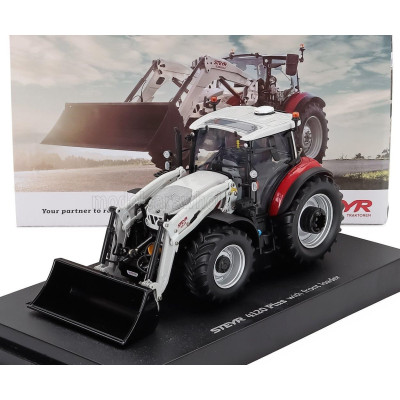 UNIVERSAL HOBBIES STEYR 4120 TRACTOR PLUS WITH FRONT LOADER 2021 - RED WHITE 1/32