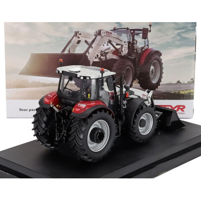 UNIVERSAL HOBBIES STEYR 4120 TRACTOR PLUS WITH FRONT LOADER 2021 - RED WHITE 1/32