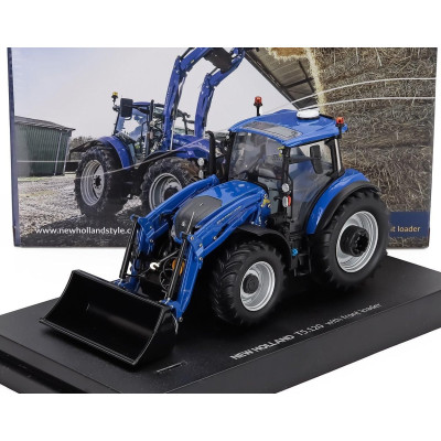 UNIVERSAL HOBBIES NEW HOLLAND T5.120 TRACTOR WITH FRONT LOADER 2018 - BLUE BLACK 1/32