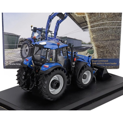 UNIVERSAL HOBBIES NEW HOLLAND T5.120 TRACTOR WITH FRONT LOADER 2018 - BLUE BLACK 1/32