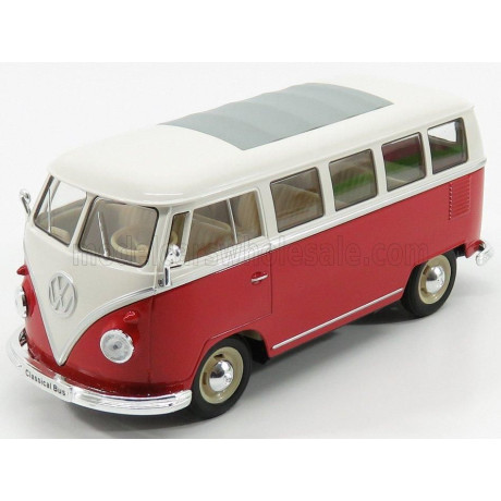 WELLY VOLKSWAGEN T1 MINIBUS 1962 - RED WHITE 1/24