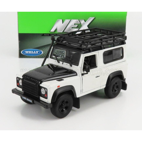 WELLY LAND ROVER LAND DEFENDER 90 WITH ROOF RACK 1984 - WHITE BLACK 1/24