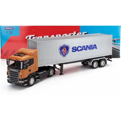 WELLY SCANIA R730 V8 TRACTOR TRUCK CASSONATO 2011 - ORANGE SILVER 1/32