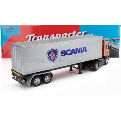 WELLY SCANIA R730 V8 TRACTOR TRUCK CASSONATO 2011 - ORANGE SILVER 1/32